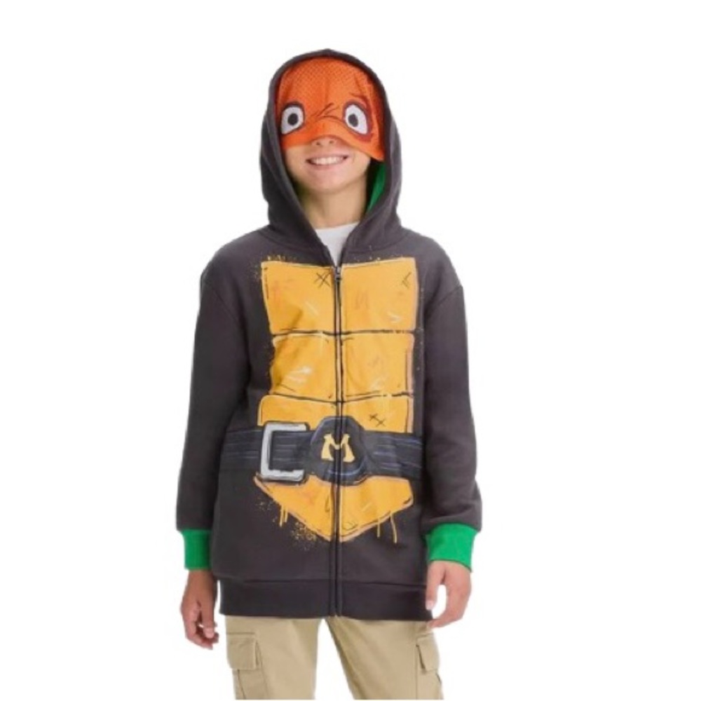 Kids Ninja Turtle Michelangelo Hoodie With Mask Size 6/7